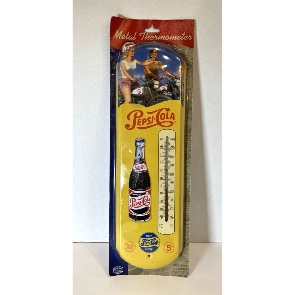 Pepsi Cola Wall Thermometer 17.5" Indoor Outdoor New IN PKG Nostalgic Tin Metal